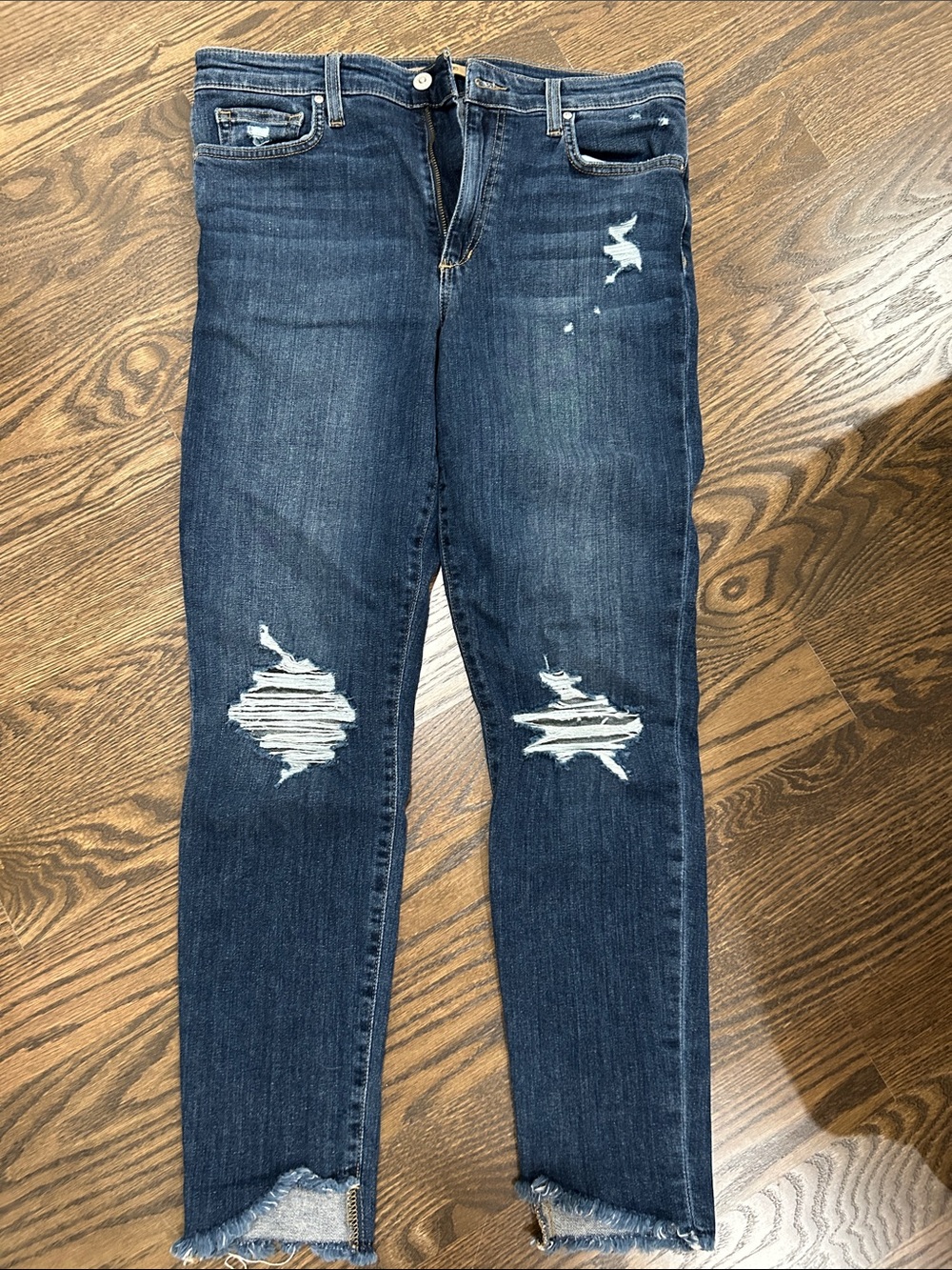 Dark Blue Distressed Womens Jeans